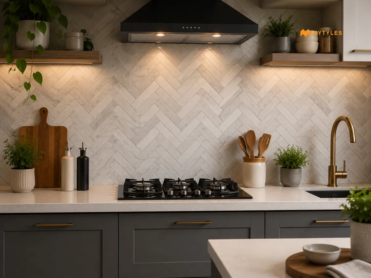 Chevron Pattern Kitchen Wall Tiles